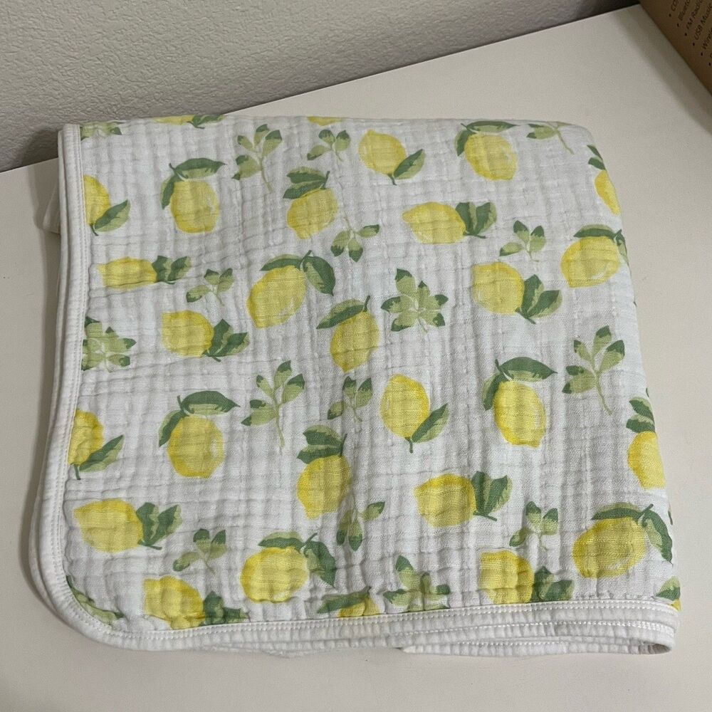 Lila & Jack Lemon Print Baby Blanket 100% Muslin Cotton Lovey Lovie Blankie